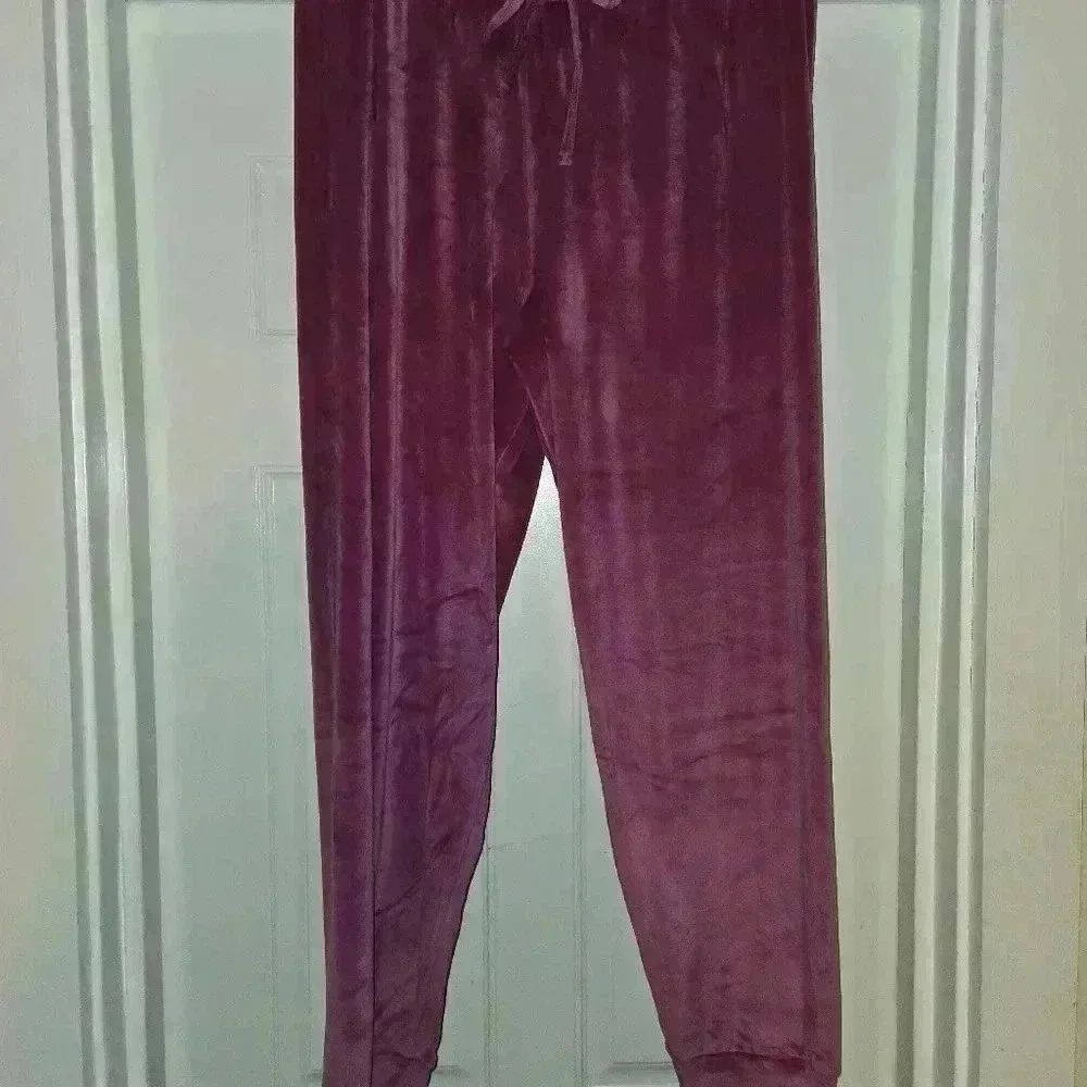 Juicy Couture Velvet Velour Loungewear Pajama Jogger Set Magenta Size XL